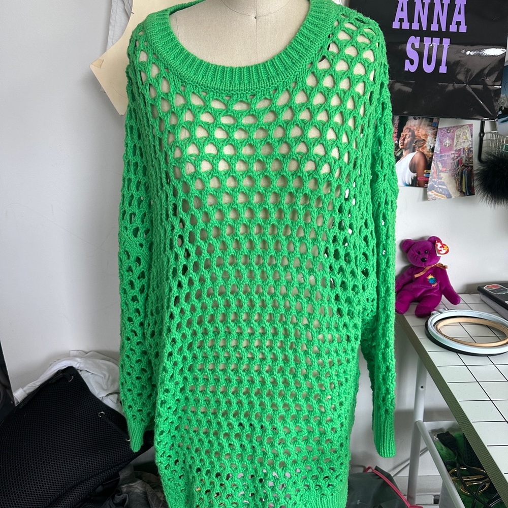 H&M Green Open-Knit Sweater